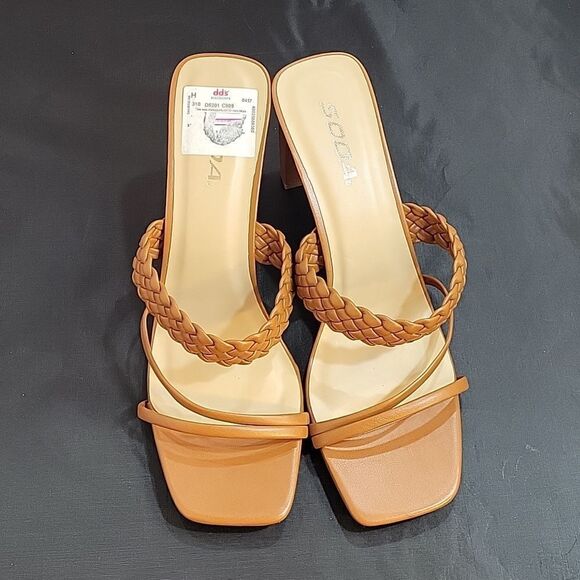 NEW WOMEN'S BRAIDED HEELED MULES SQUARE TOE BLOCK HEEL SANDALS CARMEN BY… - Picture 3 of 16